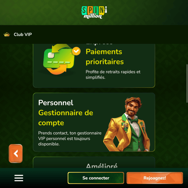 Spin Million Casino — VIP: Pagamenti Prioritari e Manager